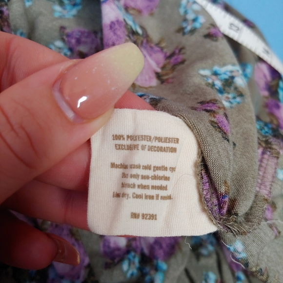 Decree | crochet boho peplum taupe floral tank top large - Picture 8 of 11